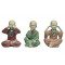 3 Statuettes Moines Tibétains de la sagesse 13 cm