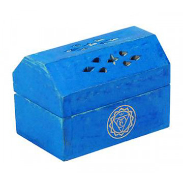 Boîte brûle encens Cônes en bois couleur Bleu