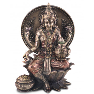 Statuette LAKSHMI assise 20 cm effet bronze