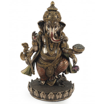 Statuette GANESH 19 cm effet bronze