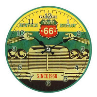 Horloge en verre ROUTE 66 déco rétro 17 cm