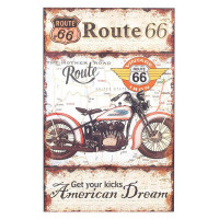 Panneau en bois moto Route 66 American Dream déco rétro Vintage