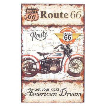 Panneau en bois moto Route 66 American Dream déco rétro Vintage