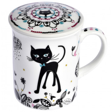 Mug avec passoire et couvercle CHAT MANDALA Foxtrot collection