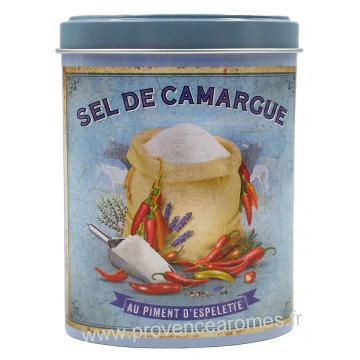 Sel de Camargue au piment d'Espelette Boîte saupoudreur déco rétro Esprit Provence