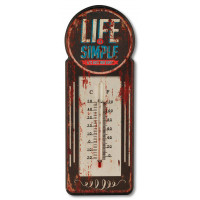 Thermomètre métal LIFE is SIMPLE déco rétro vintage