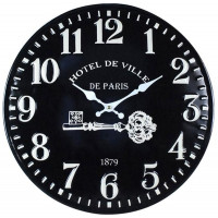 Horloge HOTEL DE VILLE métal noir 40 cm