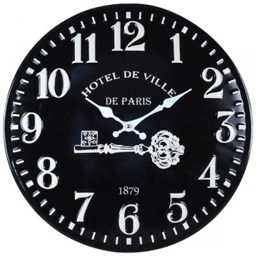 Horloge HOTEL DE VILLE métal noir 40 cm