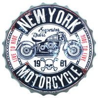 Plaque murale métal capsule NEW YORK MOTORCYCLE déco murale