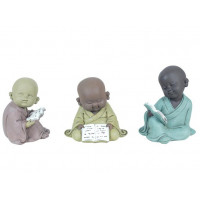 3 Statuettes Petits Moines lecture 14 cm