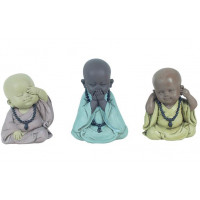 3 Statuettes Petits Moines de la sagesse 11 cm