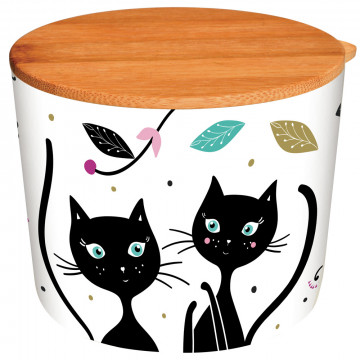 Pot bambou avec couvercle D10 cm CHAT MANDALA Foxtrot collection