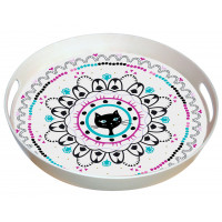 Plateau rond bambou CHAT MANDALA Foxtrot collection