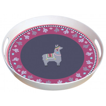 Plateau rond en bambou LAMA MANIA Foxtrot collection