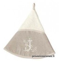 serviette main ronde brodée personnalisée initiale lettre J