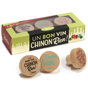 Coffret de 3 Bouchons UN BON VIN CHINON RIEN Natives déco rétro vintage