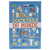 Plaque métal COCKTAILS DU MONDE Natives déco rétro vintage