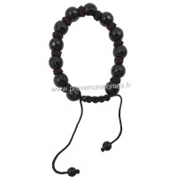 Bracelet Shamballa en Obsidienne noire pierre naturelle perles rondes facettées 8-10 mm