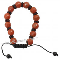 Bracelet Shamballa en Jaspe Rouge pierre naturelle perles rondes facettées 8-10 mm