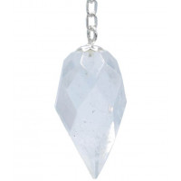 Pendule Cristal de roche larme multifacette pierre naturelle