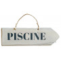 Plaque flèche en bois " Piscine " fond blanc