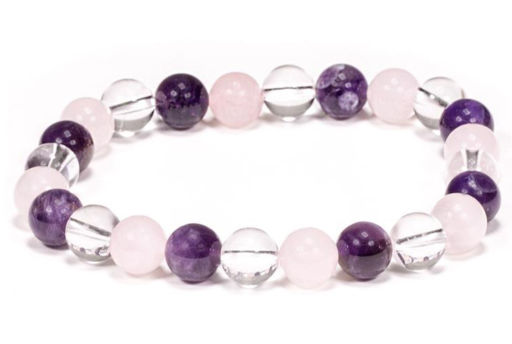 Bracelet élastique perles rondes Améthyste