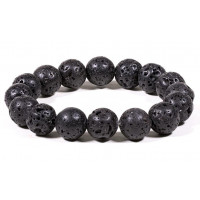 Bracelet en Pierre de lave naturelle perles rondes 12 mm