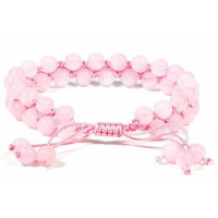 Bracelet double en Quartz Rose réglable