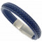 Bracelet cuir bleu fermeture acier