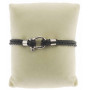 Bracelet double cuir tressé noir fermeture acier