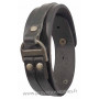 Bracelet cuir noir et métal largeur 2 cm