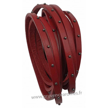 Bracelet cuir rouge bordeaux 3 lanières 3 tours