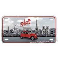 Plaque métal Paris 2CV (deux chevaux)
