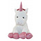 Peluche LICORNE blanche et rose pailleté 15 cm