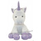 Peluche LICORNE blanche et violet pailleté 15 cm