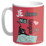 Mug rouge JE DONNE MA LANGUE AU CHAT