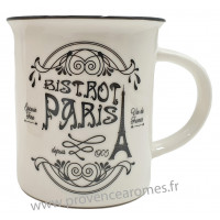 Mug blanc façon émail BISTROT PARIS déco rétro