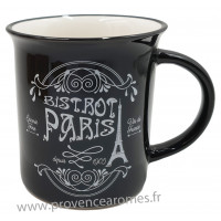 Mug noir façon émail BISTROT PARIS déco rétro