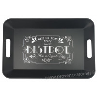 Plateau rectangle BISTROT déco rétro en métal Noir