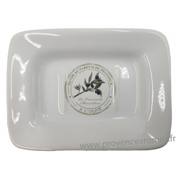 Porte savon céramique rectangle déco SAVON OLIVE AU PARFUM DE PROVENCE