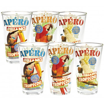 Coffret de 6 verres TROPICOLE Natives déco rétro vintage