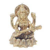 Statuette SHIVA assis joue du Biwa 7 cm Laiton