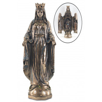 Statuette VIERGE MARIE qui s'ouvre 28 cm effet bronze