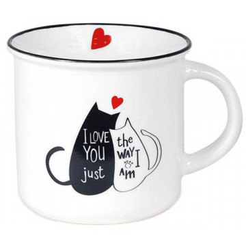 Mug façon émaillé déco chat I LOVE YOU JUST THE WAY I AM