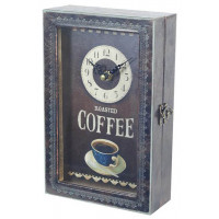 Horloge Boîte à Clés en bois COFFEE