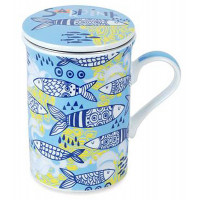 Mug avec passoire et couvercle décor SARDINE modèle 2