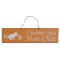Plaque en bois " J'habite chez mon chat " déco Chat boule de laine fond Saumon