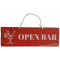Plaque en bois " Open Bar " fond rouge