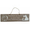 Plaque en bois " Attention au chien. Le chat n'est pas fiable non plus " fond taupe