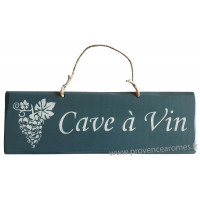 Plaque en bois " Cave à Vin " bleu canard